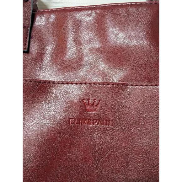 Elegant Braided Handle Tote Bag by El Impaati - Burgundy - Picture 2 of 5